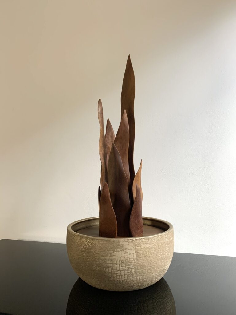 Sansaveria grande vaso oro legno design